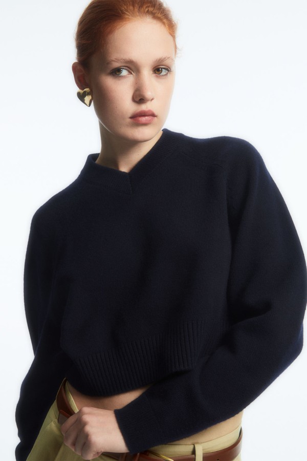 Cropped V-Neck Wool Jumper from COS