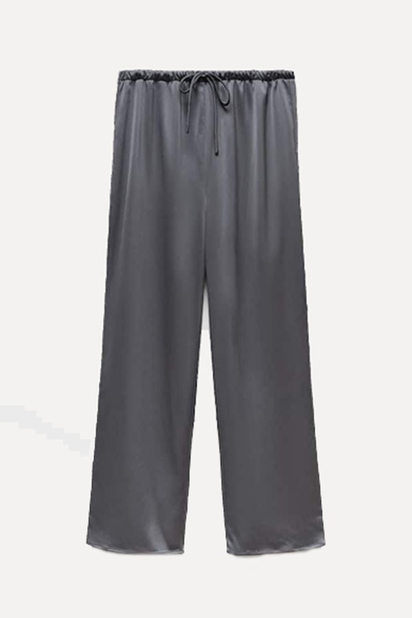 Satin-Finish Elastic Waist Trousers from Mango