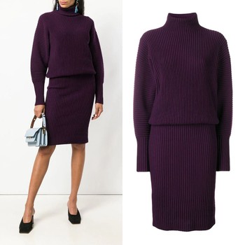 Ribbed Knit Turtleneck Dress from Victoria Beckham