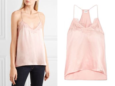 The Racer Lace-Trimmed Silk-Charmeuse Camisole from Cami NYC