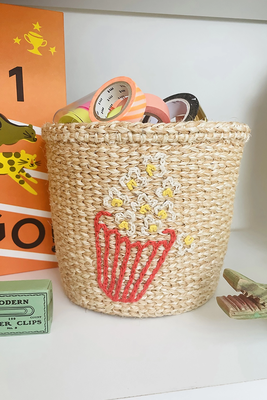 POPCORN Embroidered Woven Storage Basket from The Basket Room