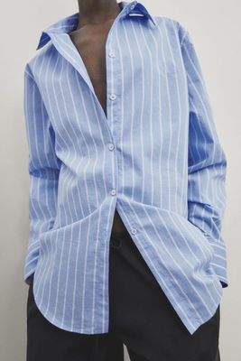 Double Stripe Cotton Blend Shirt from Massimo Dutti