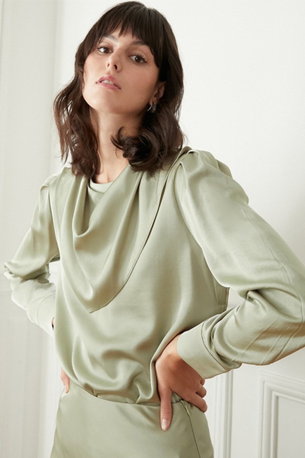 Pistachio Scarf Neck Blouse