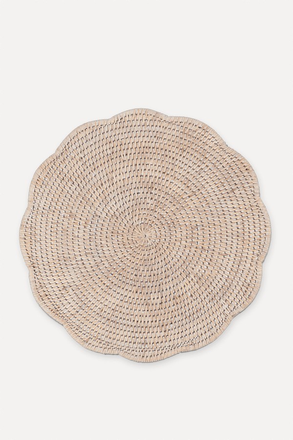 Set Of 6 Ashcroft Rattan Scalloped Placemats from Neptune