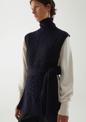 Cable Knit Roll-Neck Belted Vest from COS