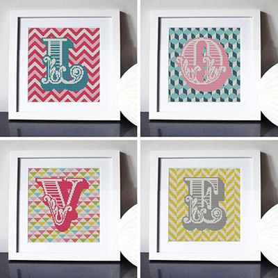 Love Letters Set Of 4 Cross Stitch Kit from Crafteratti
