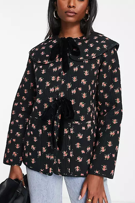 Cotton Quilted Bow Front Jacket from Damson Madder