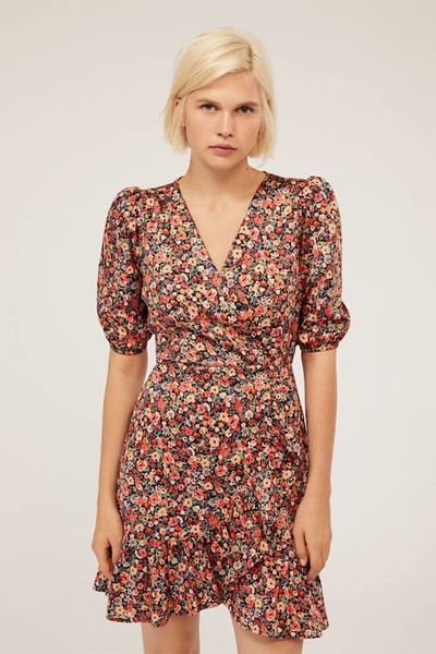 Short Ruffled Ditsy Floral Dress