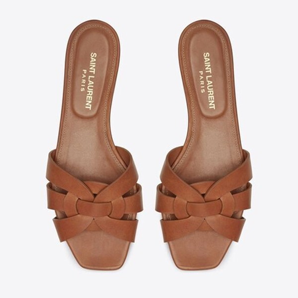 Sandal Tribute In Amber Leather from Saint Laurent