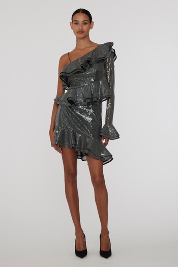 Sequin Mini Frill Dress from Rotate