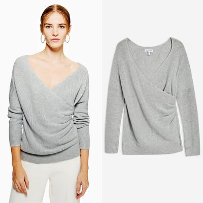 Pleat Wrap Jumper With Cashmere
