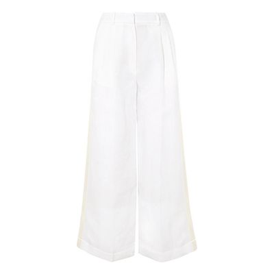 Agadir Cropped Satin-Trimmed Linen Wide-Leg Pants from Racil