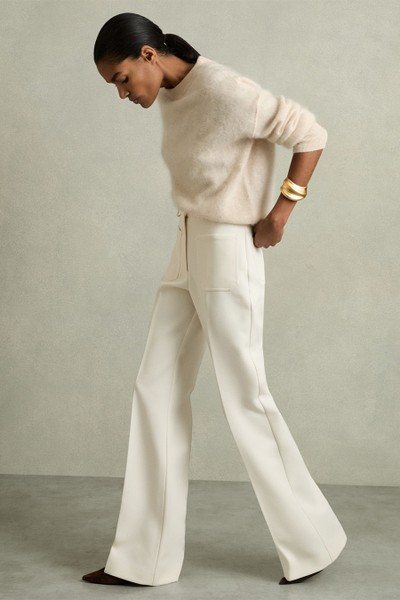 Priya Twill High-Rise Flared Trousers from Reiss