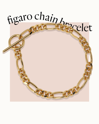 Gold Figaro Chain T-Bar Bracelet, £49
