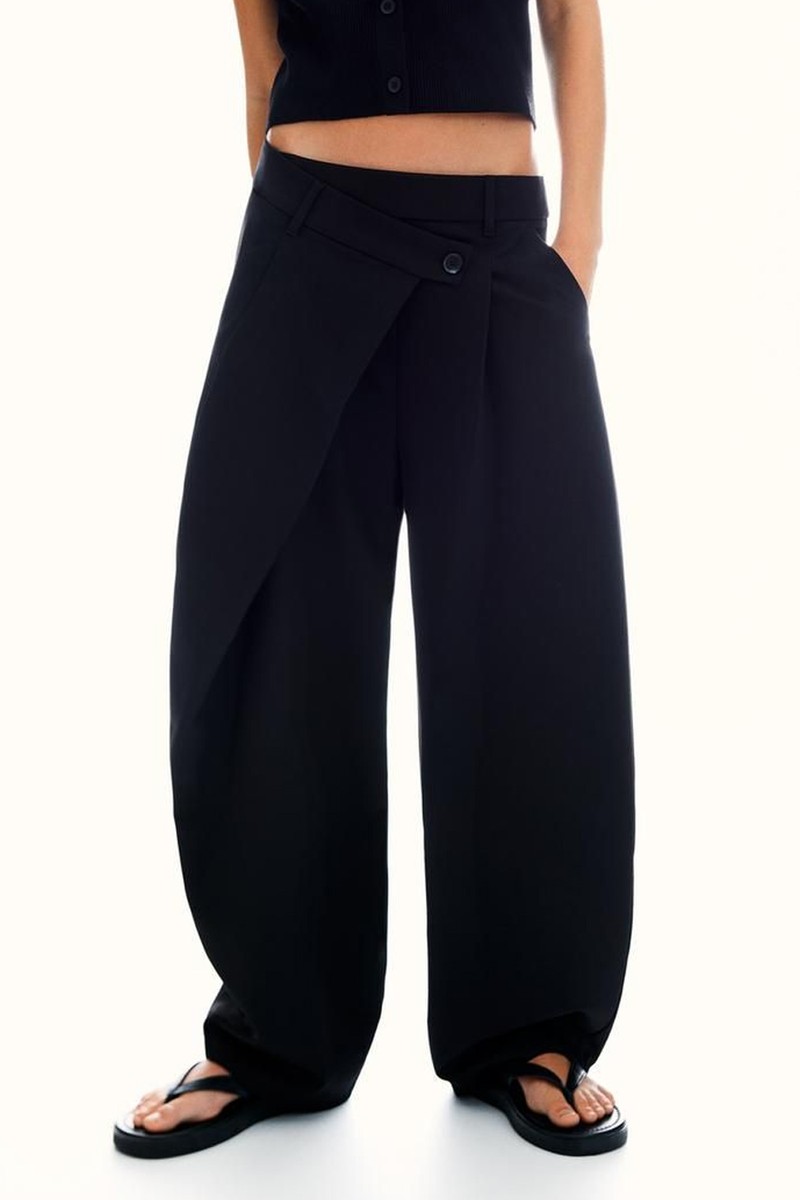 Tailored Fit Trousers With Crossover Waist