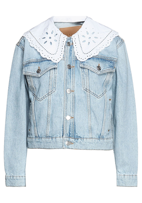 Vilma Broderie Anglaise Trimmed Denim Jacket from Claudie Pierlot
