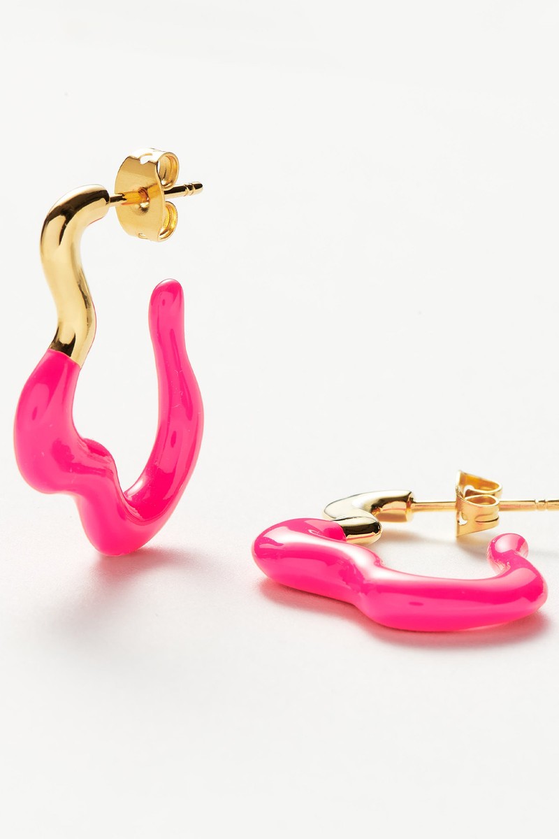 Wavy Two Tone Enamel Medium Hoop Earrings  from Missoma