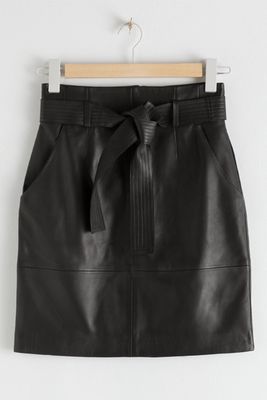 Leather High-Waisted Belted Mini Skirt from & Other Stories
