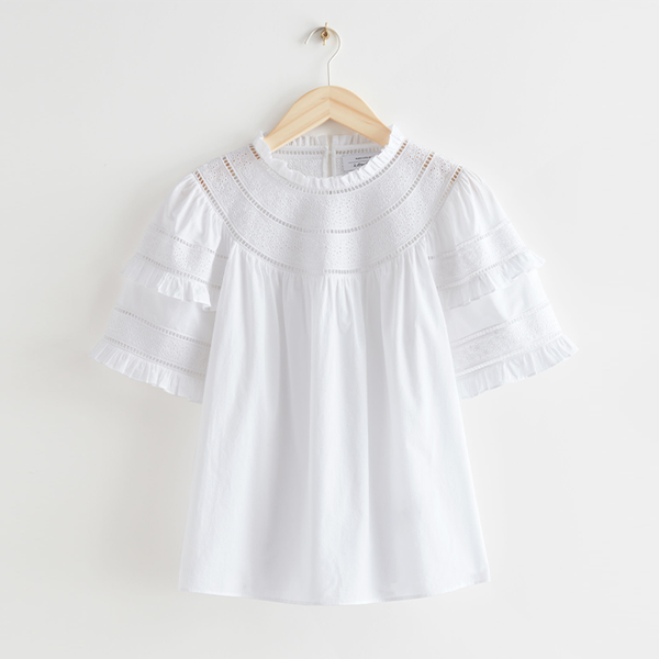 Embroidered A-Line Ruffle Top from & Other Stories