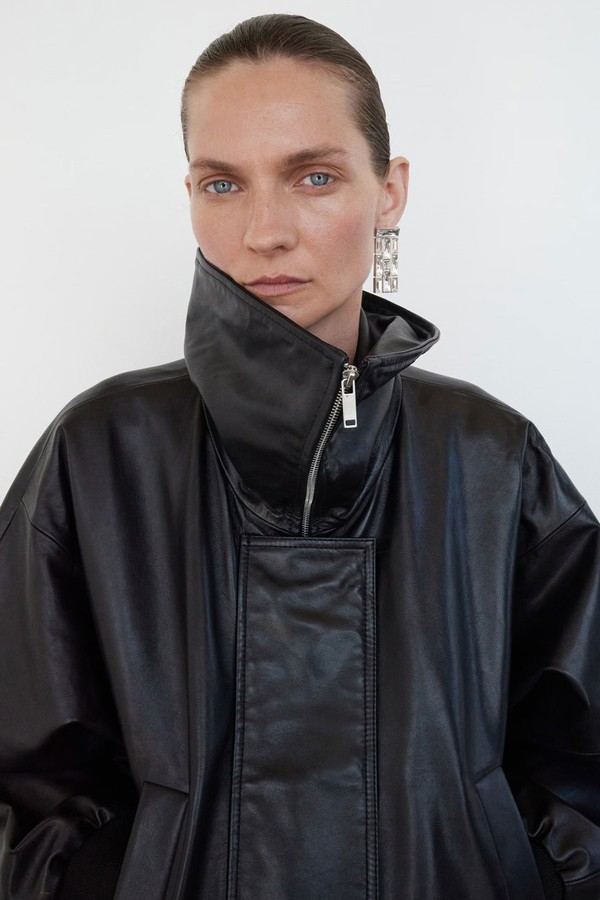 100% Leather Jacket With Notched Lapel Collar from Mango