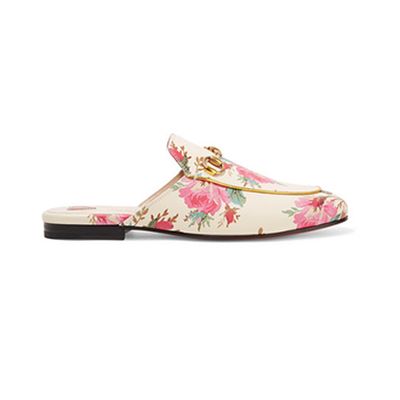 Princetown Horsebit-Detailed Printed Leather Slippers from Gucci