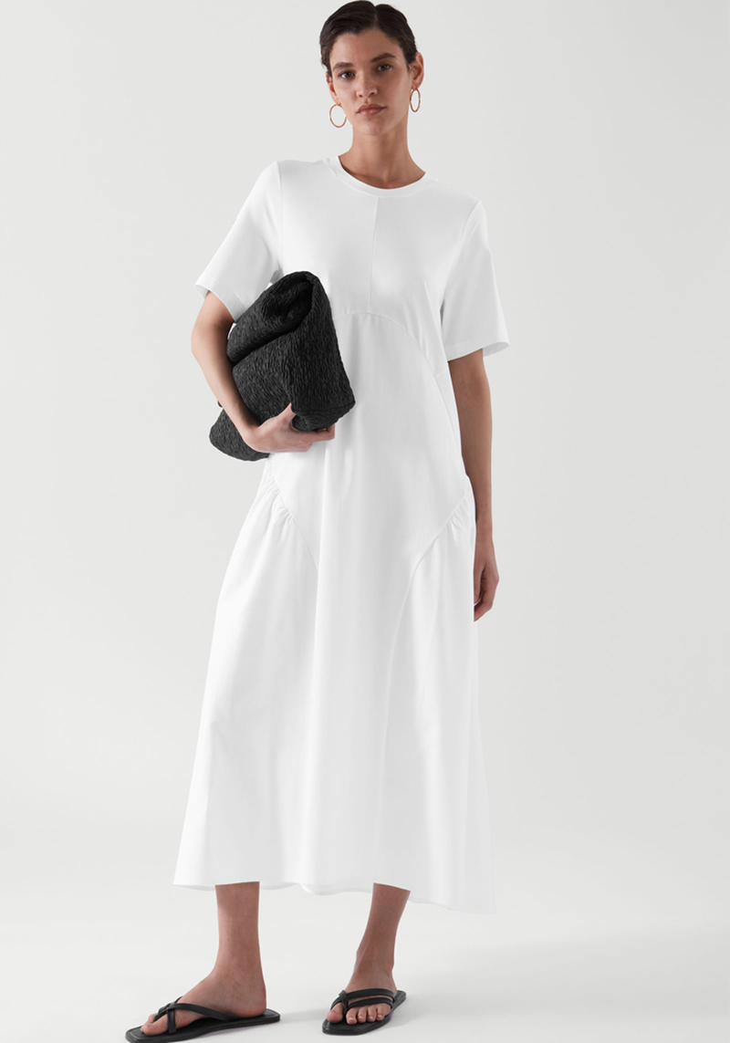 Pleated Long T-Shirt Dress