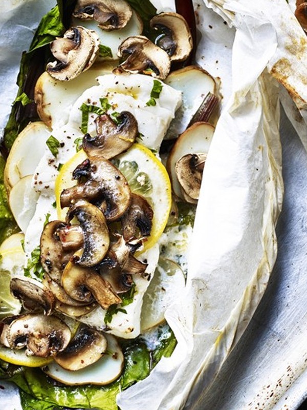 Mushroom and Cod Traybake Parcels