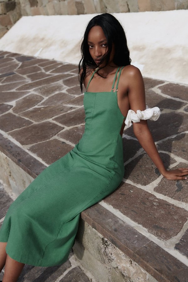 Linen Blend Dress With Open Back from Zara