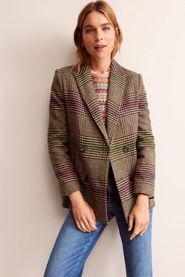 Double-Breasted Checked Coat