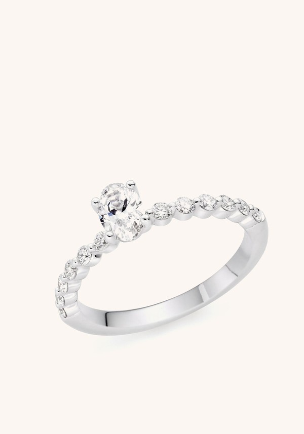 Starlit Platinum Diamond Oval Cut Ring