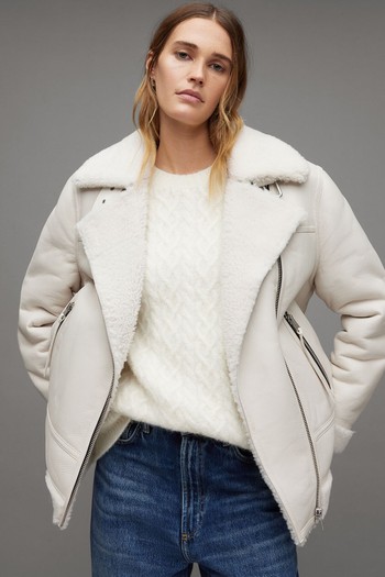 Sola Oversized Shearling Biker Jacket