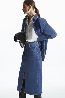 Front-Slit Denim Midi Skirt, £69 | COS