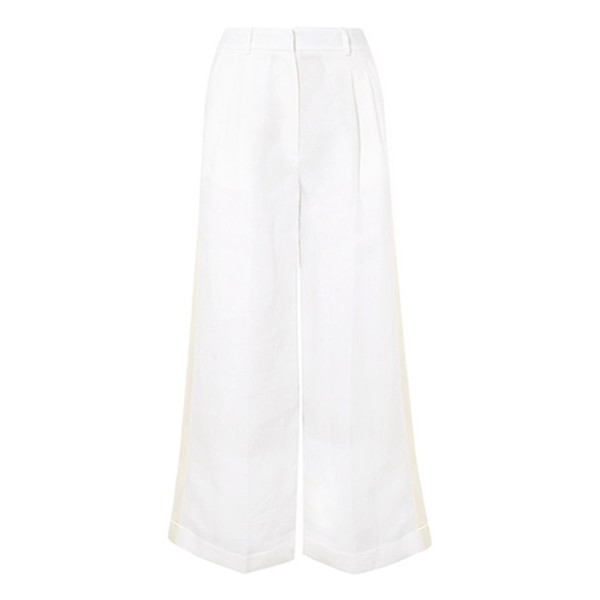 Agadir Cropped Satin-Trimmed Linen Wide-Leg Pants from Racil