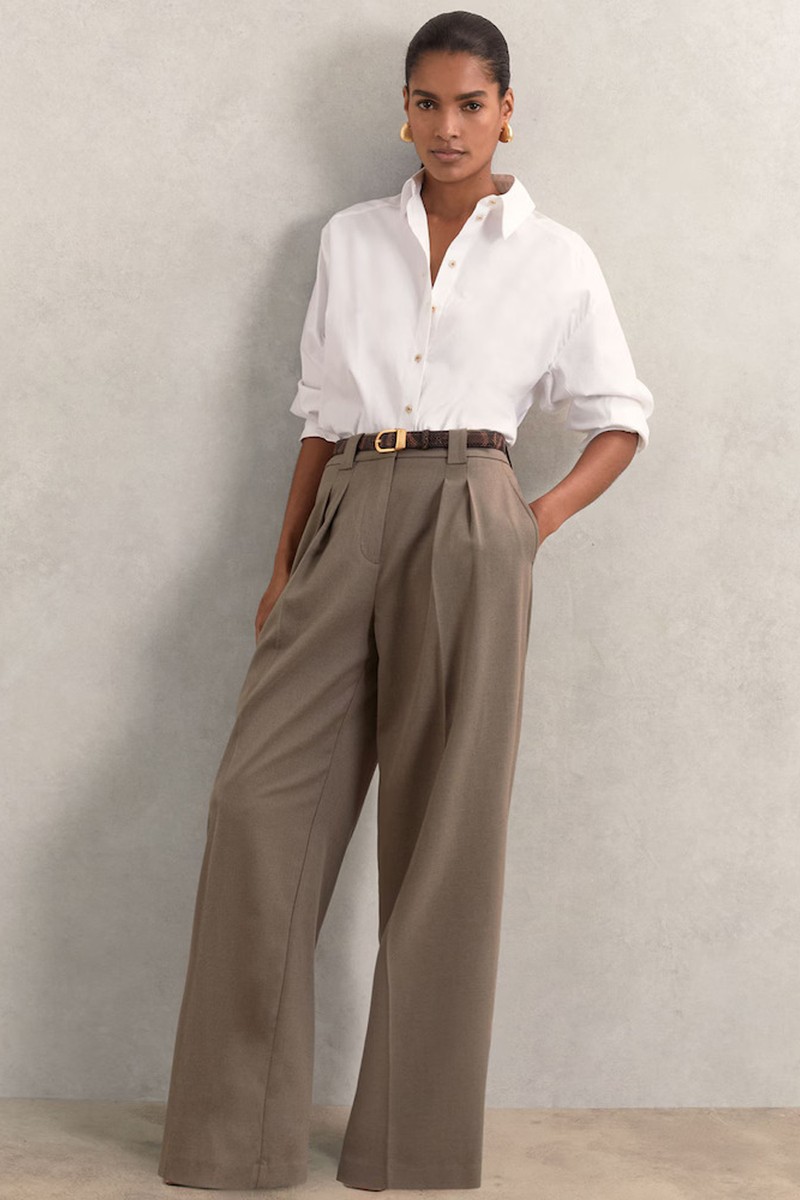 Poppie Petite Wide Leg Pleated Trousers
