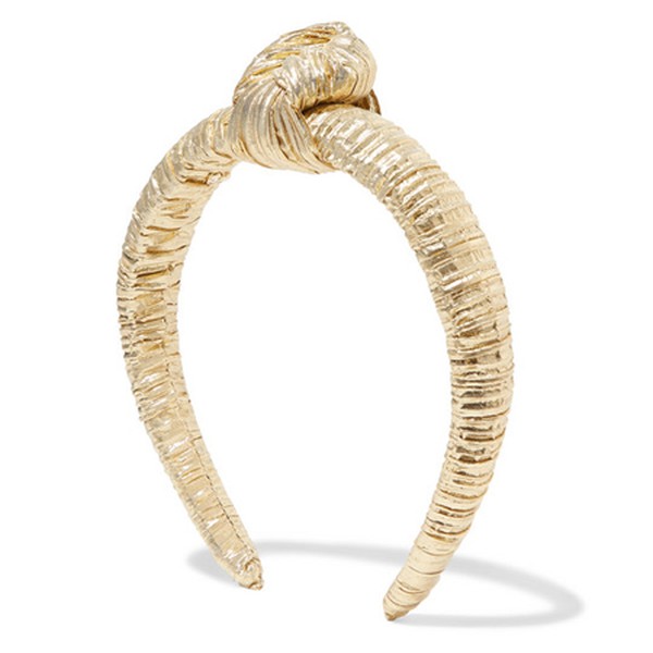 Teddie Knotted Plissé-Lamé Headband from Loeffler Randall