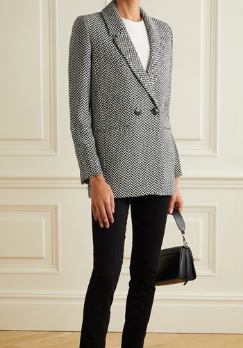 Double-Breasted Herringbone Jacquard Blazer from Anine Bing