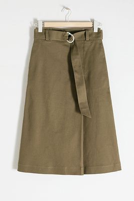 Belted A-Line Midi Skirt from Stories