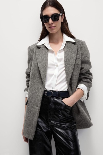 Textured Blazer Coat With Wool