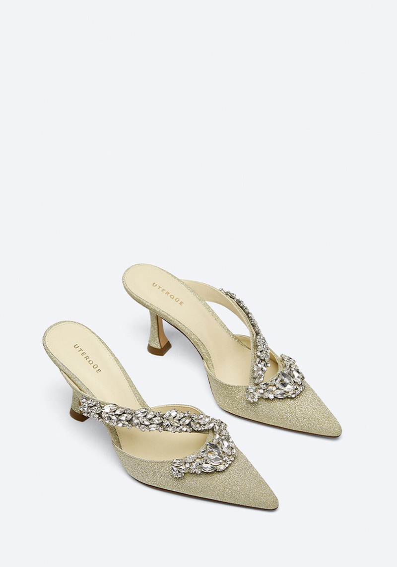 Glitter Mules With Rhinestones from Üterque