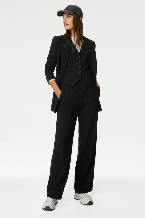Woven Elasticated Waist Wide Leg Trousers