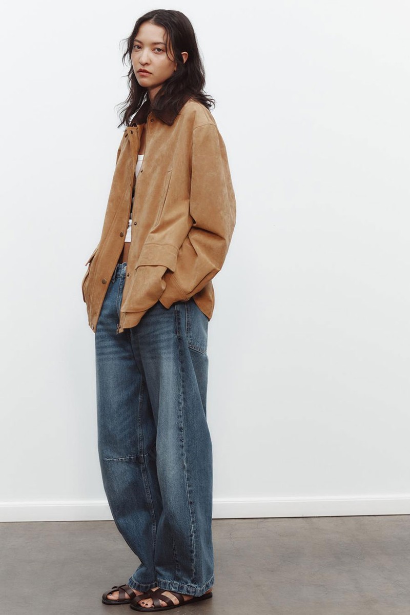 Contrast 100% Suede Leather Jacket With Pleat from Zara