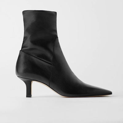 Soft Leather Heeled Ankle Boots from Zara