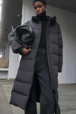 Black Navigation recycled-fibre quilted down coat