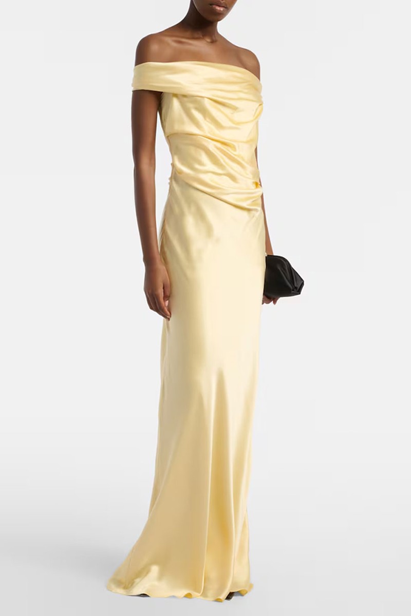 Bardot Draped Silk Charmeuse Gown from The Sei