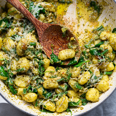 Creamy Pesto Gnocchi Bake 