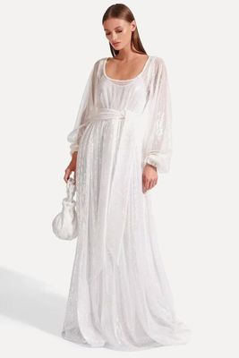 White Sequin Gown from Staud