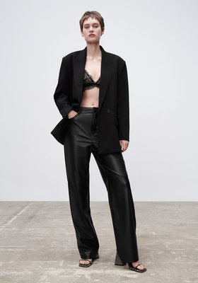 Faux Leather Straight Fit Trousers