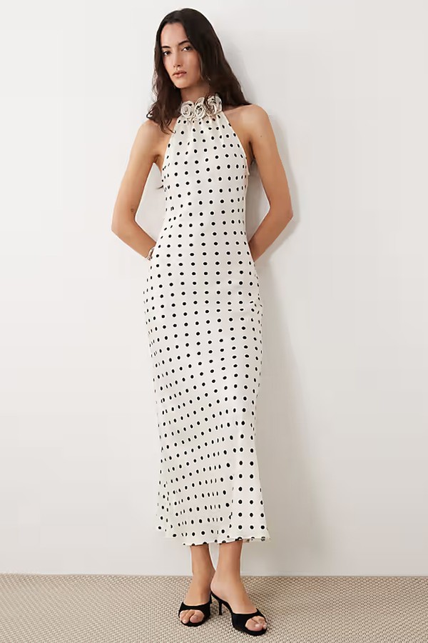 Corsage Halterneck Satin Midi Slip Dress from New Look