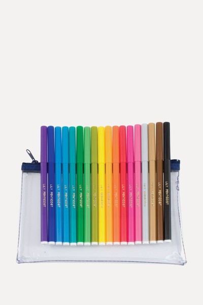 18 Named Felt Tip Pens & Clear Case from Mulberry Bush