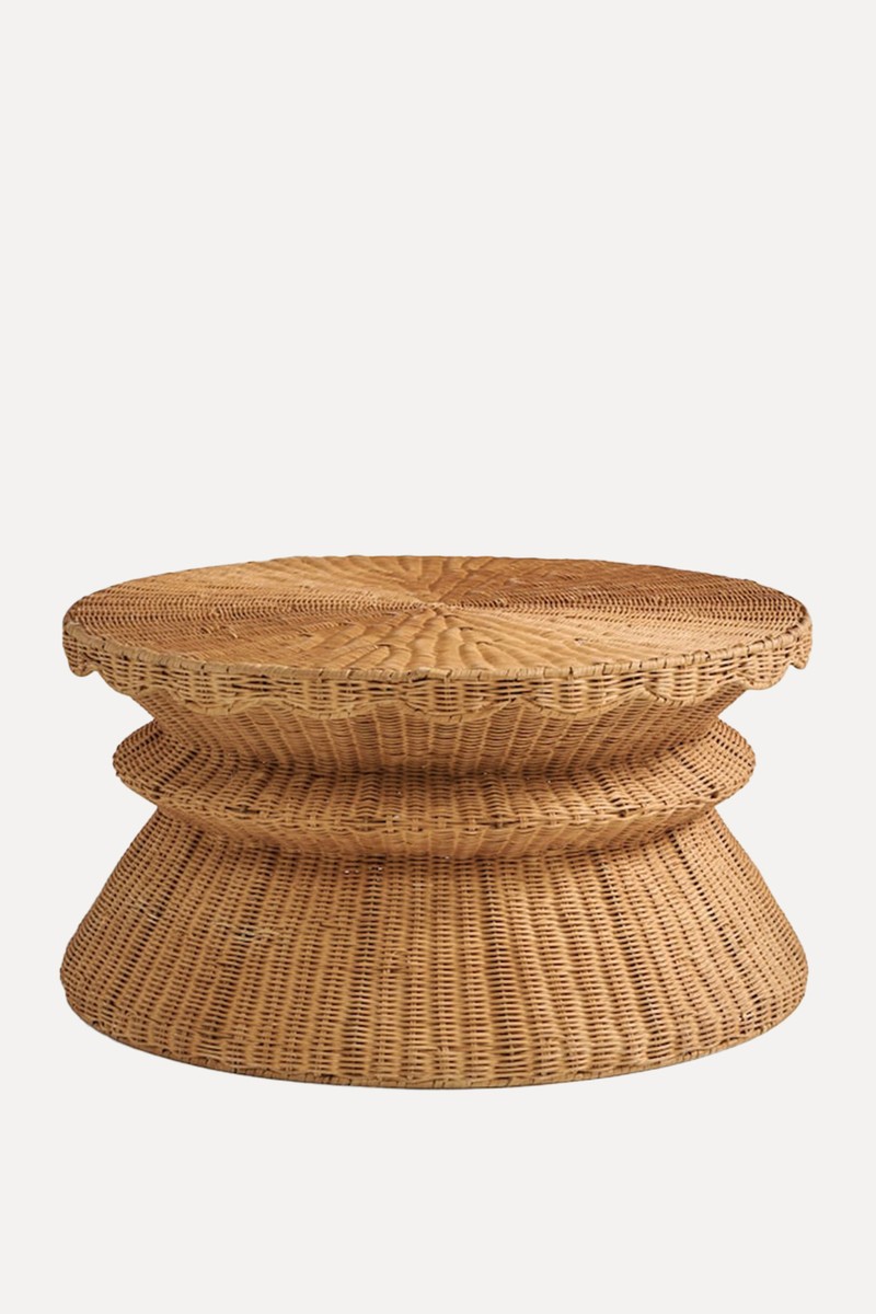 Rattan Scallop Storage Coffee Table